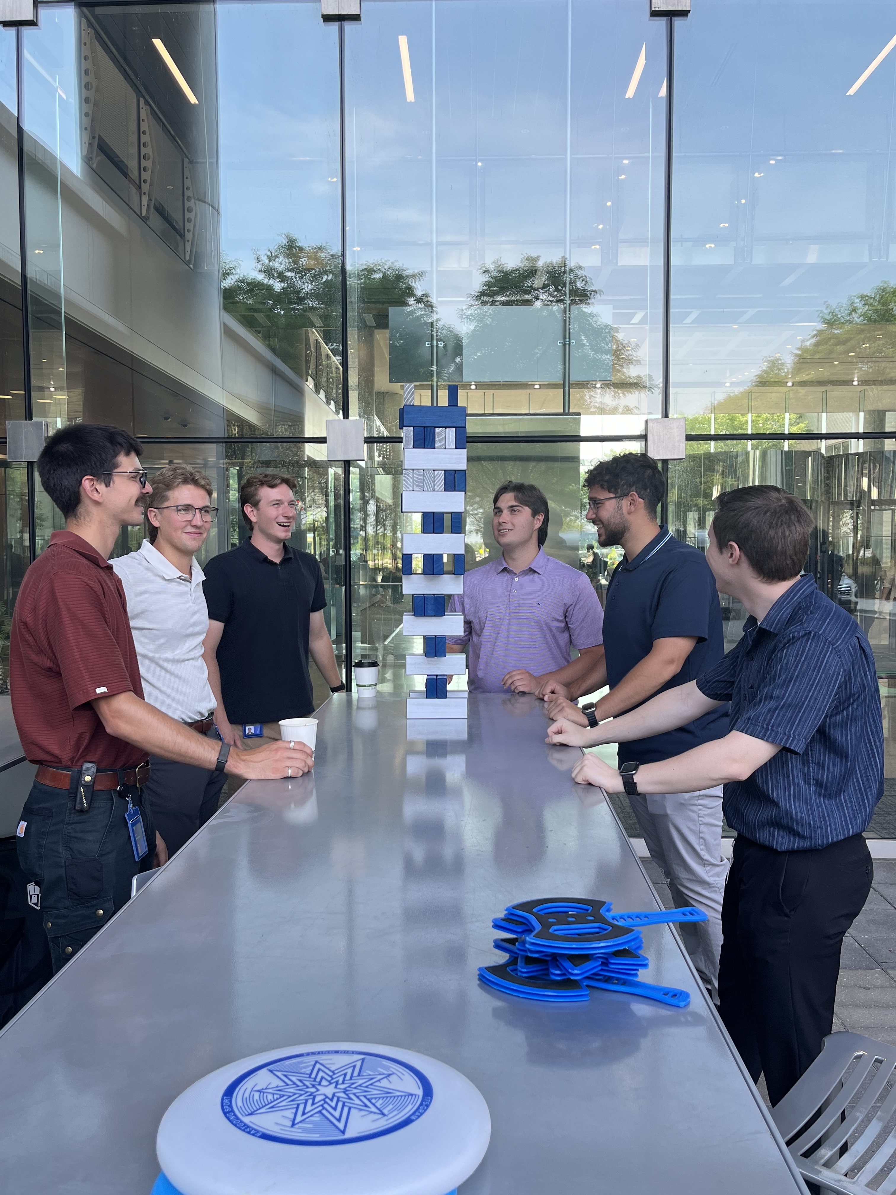 Interns Playing Jenga