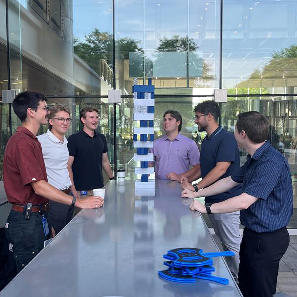 Interns Playing Jenga