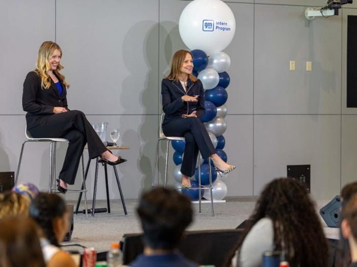 GM Intern Abby Vincler With GM Chair CEO Mary Barra