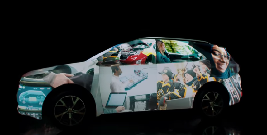 Vehicle with photos of GM employees